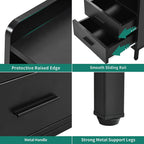 Side Table with Charging Station, 3-Drawer LED Light Bedside Living Room