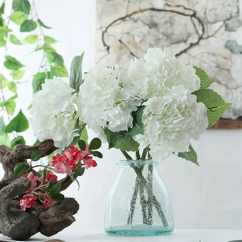 Hydrangea Artificial Flowers Real Touch Latex 19 inch Large Hydrangea